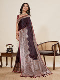 Maroon Pure Satin Silk Gala Border Concept Weaved With Jari And Minakari Rich Pallu Saree With Blouse Piece