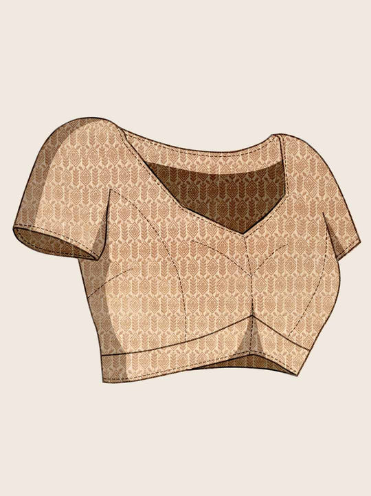 Beige Organza Banarasi Woven Rich Pallu With Blouse Piece