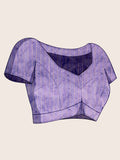 Purple Organza Zari Woven Printed Saree With Hand-Sequence Embellishment Saree With Blouse Piece