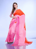 Lavender Poly Chiffon Festival Saree With Blouse Piece