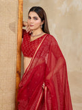 Pure Chiffon Bandhani Printed Saree With Viscose Woven Border And Blouse Piece