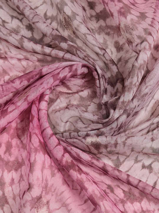 Maroon Pure Cotton Tie And Dye Printed Banarasi Rich Pallu Saree With Zari Tassels Saree With Blouse Piece