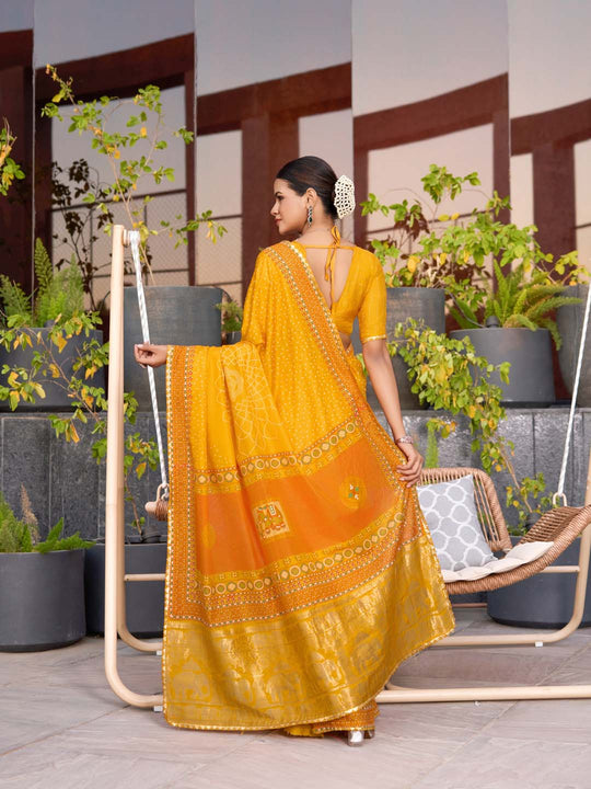 Yellow Silk Saree With Blouse Piece