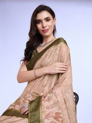 Peach Poly Silk Daily Wear Saree With Blouse Piece