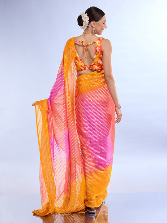 Blue & Turquoise Weightless Saree With Blouse Piece