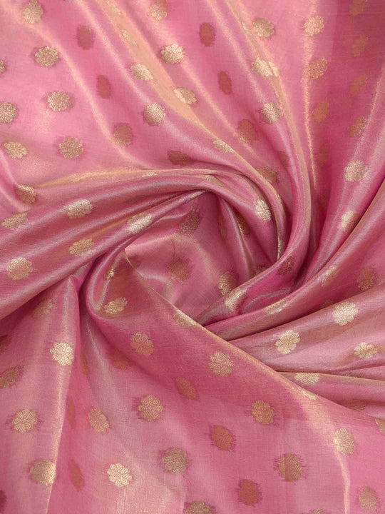 Pink Pure Tissue Silk Banarasi Saree With Brocade Blouse Piece
