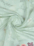 Seagreen Pure Cotton Lucknowi Woven Printed Saree With Tassels Saree With Blouse Piece