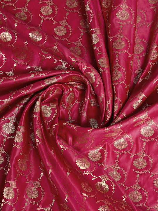 Rosepink Pure Satin Banarasi Saree With Tassels Saree With Blouse Piece