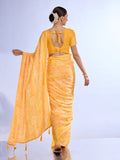 Yellow Georgette Saree With Blouse Piece