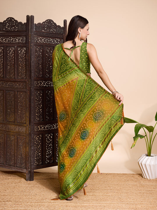 Light Green Poly Chiffon Weightless Saree With Blouse Piece