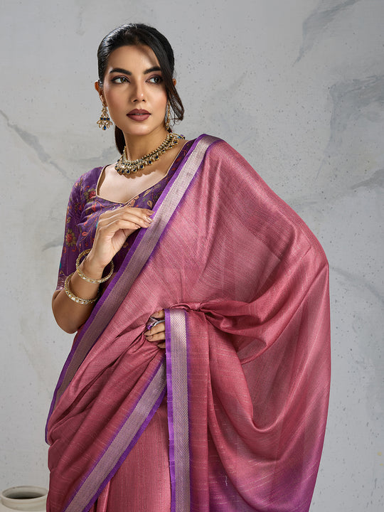 Pure Chiffon Digital Printed Woven Saree With Woven Border And Fancy Tassels
