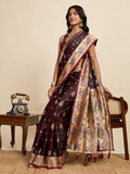 Maroon Soft Silk Sarees Premium Two Tone Satin Fabric With Unique Pathani Designs Saree With Blouse Piece