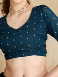 Embellished Mirror Work Organza Saree With Blouse Piece