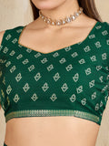 Pure Chiffon Bandhani Printed Saree With Viscose Woven Border And Blouse Piece