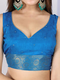 Pure Silk Woven Zari Saree With Jacquard Border And Blouse Piece