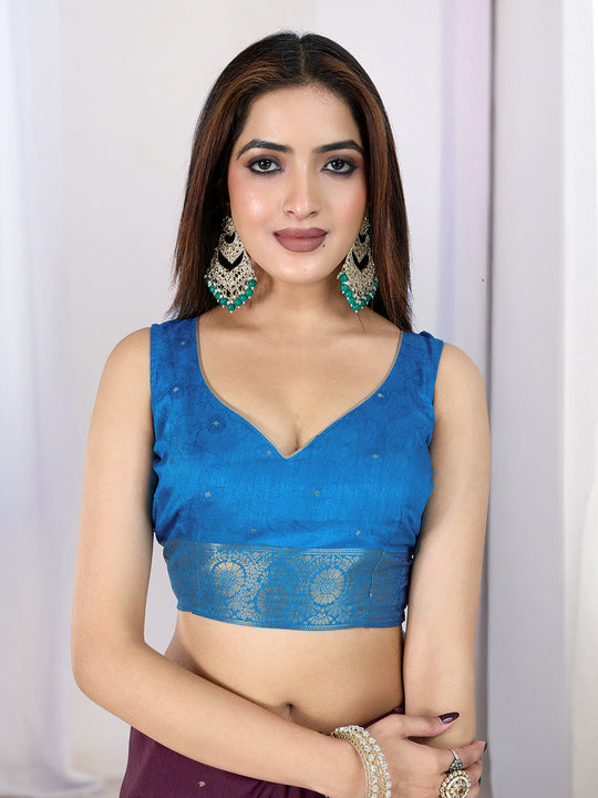 Pure Silk Woven Zari Saree With Jacquard Border And Blouse Piece