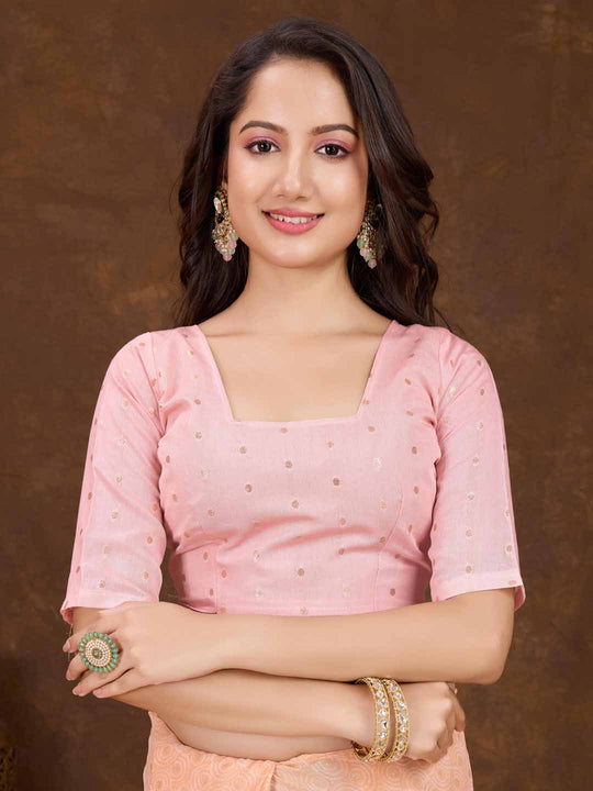 Orange Crepe Georgette Gold Foil Embellished Printed Saree With Blouse Piece