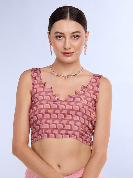 Pink Satin Saree With Blouse Piece