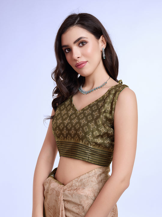 Peach Poly Silk Daily Wear Saree With Blouse Piece