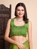 Light Green Poly Chiffon Weightless Saree With Blouse Piece