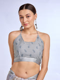 Grey Georgette Saree With Blouse Piece
