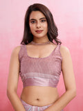 Purple Silk Georgette Festive Wear Saree With Blouse Piece