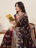 Maroon Soft Silk Sarees Premium Two Tone Satin Fabric With Unique Pathani Type Designs Saree With Blouse Piece
