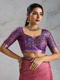 Pure Chiffon Digital Printed Woven Saree With Woven Border And Fancy Tassels