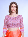 Lavender Poly Chiffon Festival Saree With Blouse Piece