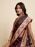 Maroon Soft Silk Sarees Premium Two Tone Satin Fabric With Unique Pathani Designs Saree With Blouse Piece