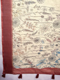 Cream Poly Silk Festival Saree With Blouse Piece