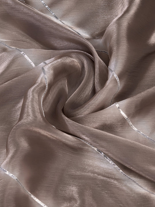 Brown Organza Party Wear Saree With Blouse Piece