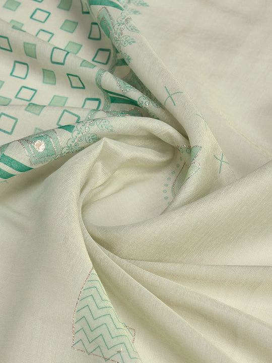 Teal Silk Blend Saree With Blouse Piece