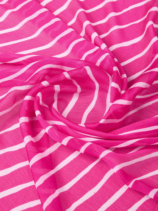 Pink Chiffon Festive Saree With Blouse Piece