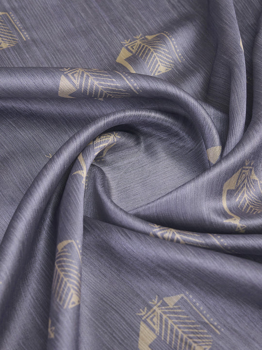 Blue Silk Blend Saree With Blouse Piece