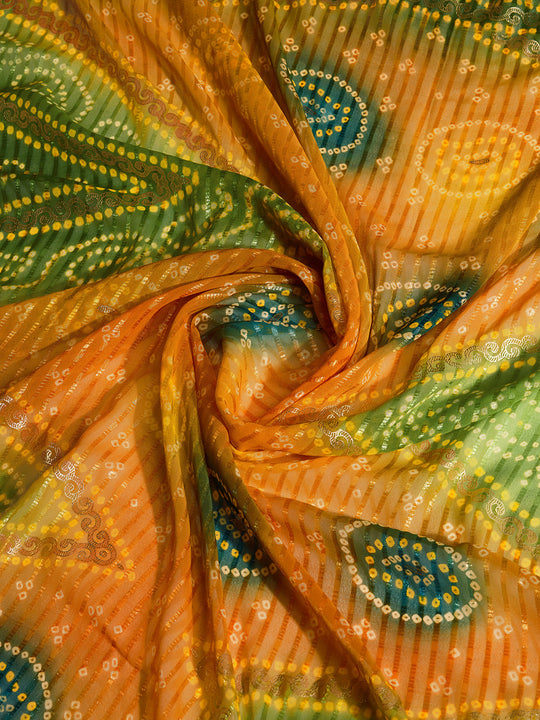 Light Green Poly Chiffon Weightless Saree With Blouse Piece