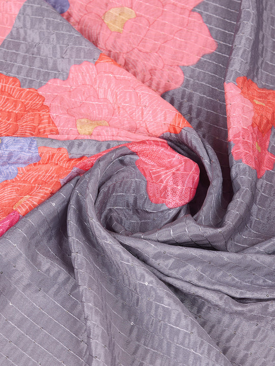 Pink Silk Blend Party Wear Saree With Blouse Piece