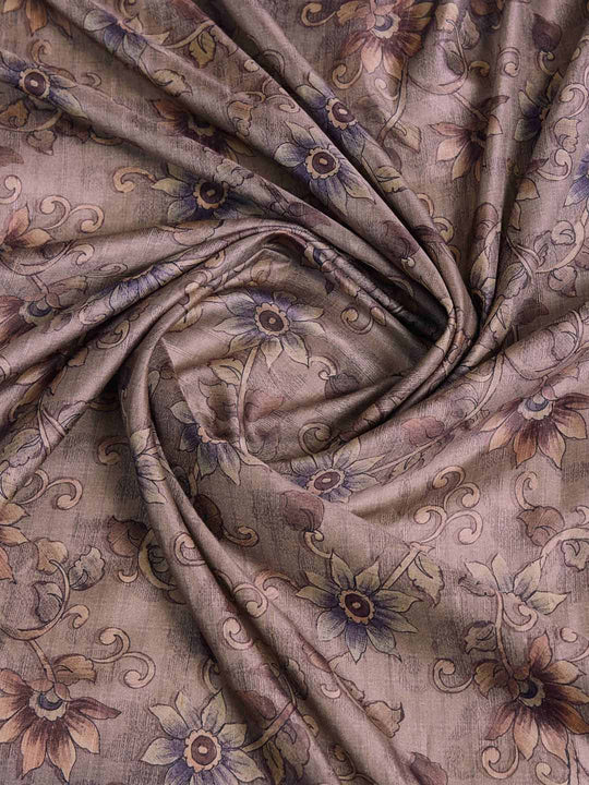 Purple Pure Handloom Tussar Woven Pallu Ajrakh Printed With Blouse Piece