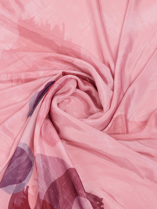 Pink Satin Saree With Blouse Piece