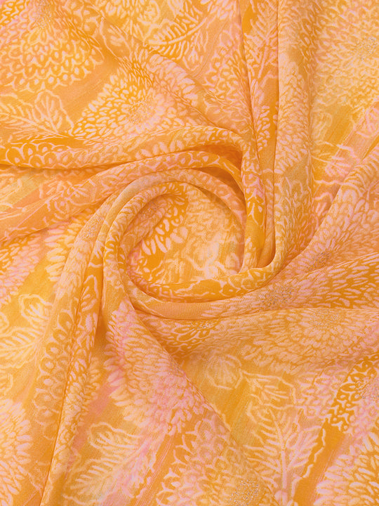 Yellow Georgette Saree With Blouse Piece