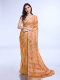 Orange Poly Chiffon Festive Wear Saree With Blouse Piecde