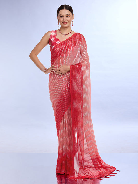 Pink Weightless Saree With Blouse Piece