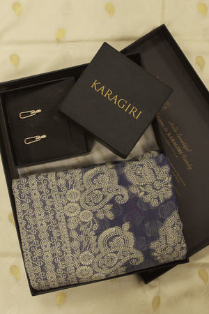 Raksha Bandhan Gift Box - (Set of Coin Grey Cotton Saree And Earrings)