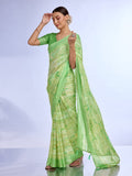Green Georgette Saree With Blouse Piece