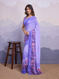 Purple Poly Chiffon Saree With Blouse Piece