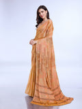Orange Poly Chiffon Festive Wear Saree With Blouse Piecde