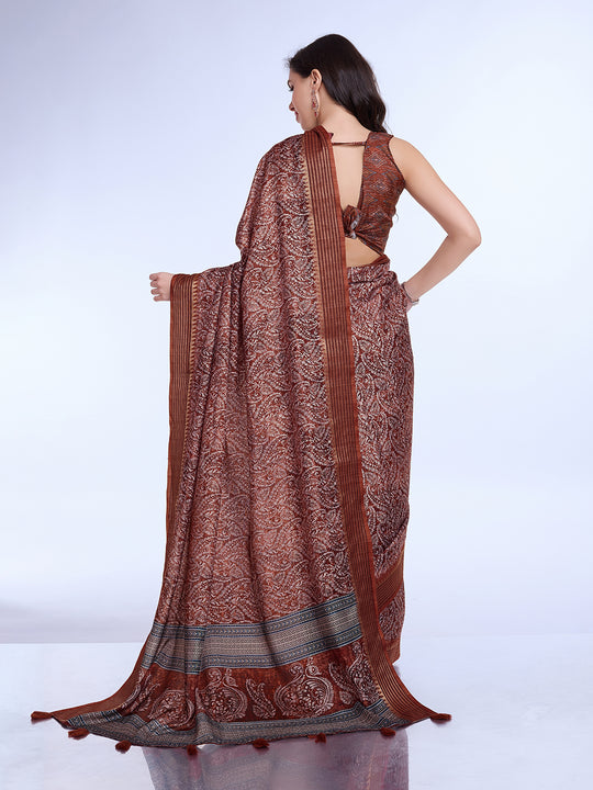 Maroon Poly Silk Daily Wear Saree With Blouse Piece
