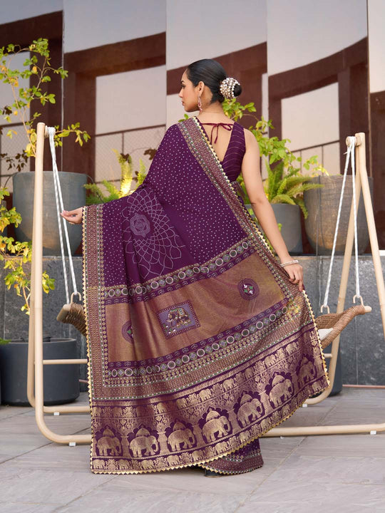 Violet Silk Saree With Blouse Piece