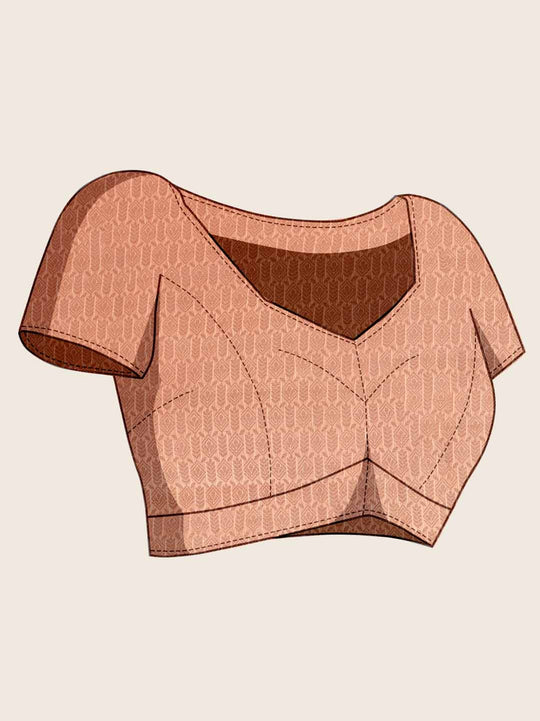 Peach Organza Banarasi Woven Rich Pallu With Blouse Piece