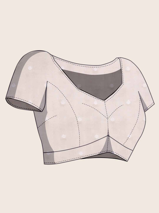 Grey Pure Cotton Lucknowi Woven Banarasi Saree With Ombre Floral Prints